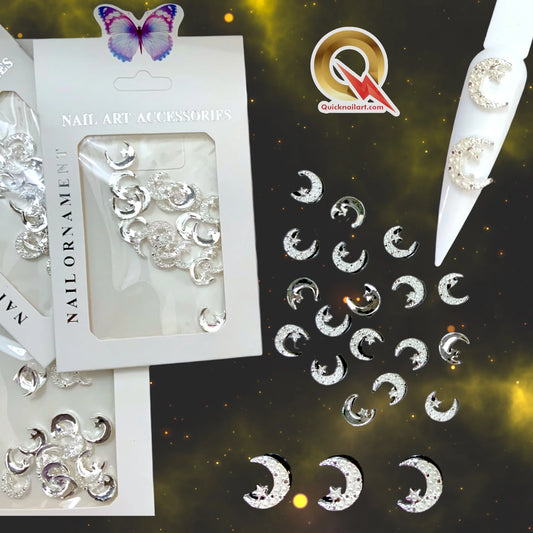 3D Shiny Moon And Star Charms