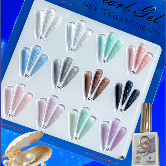 Pearl Gel Set 12 Colors/ Easy Pearl Gel Effect 2 ways- Free Sample Board