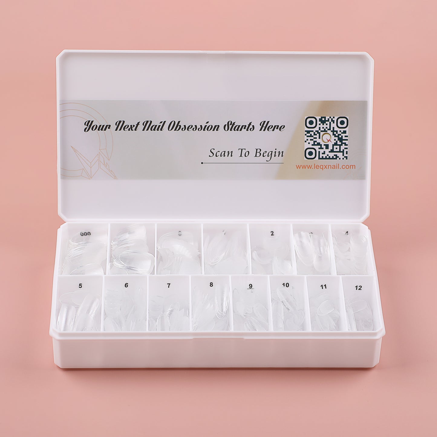PRO QX TIPS- MEDIUM OVAL-CLEAR-750 PCS- HALF MATTE- 15 SIZES - PRO GUIDE LINES- BUY 3 FREE 1 Copy