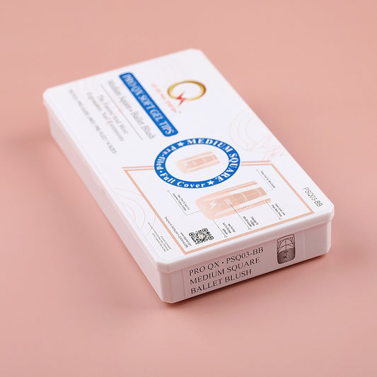 PRO QX TIPS- MEDIUM SQUARE-BALLET BLUSH-750 PCS- HALF MATTE- 15 SIZES - PRO GUIDE LINES- BUY 3 FREE 1 Copy