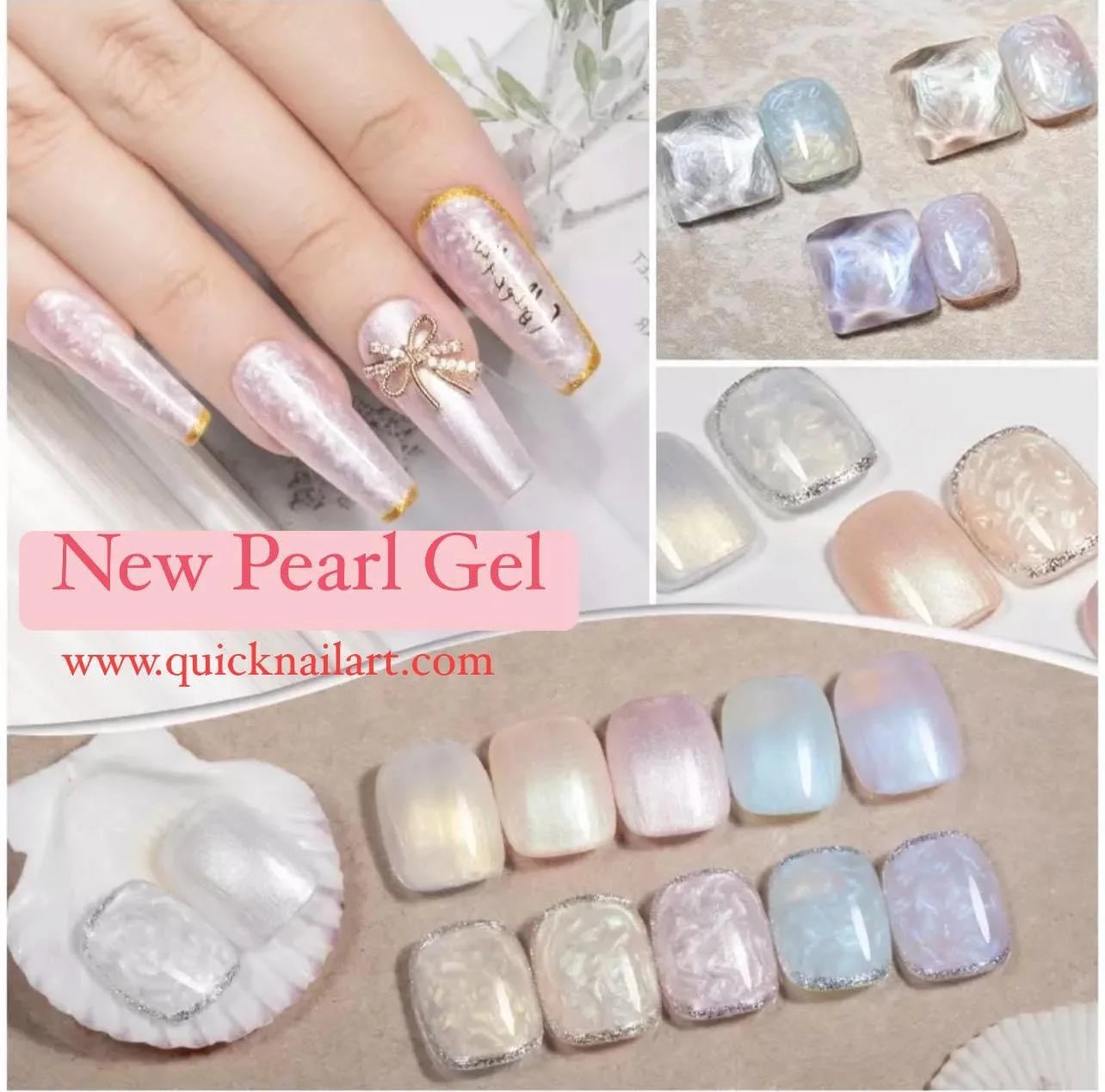 Pearl Gel Set 12 Colors/ Easy Pearl Gel Effect 2 ways- Free Sample Board