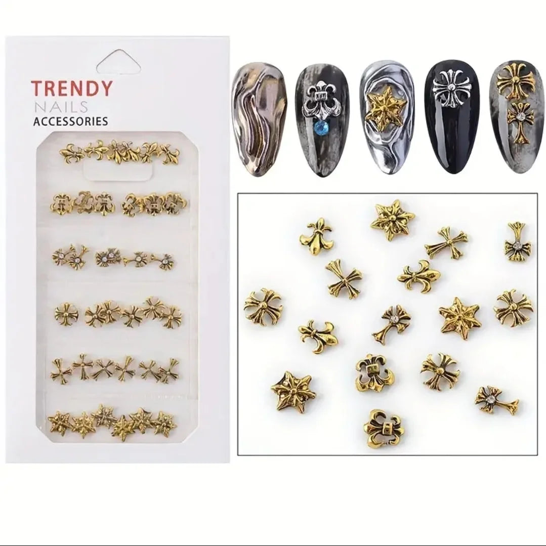 METAL CROSS NAIL CHARMS MIX