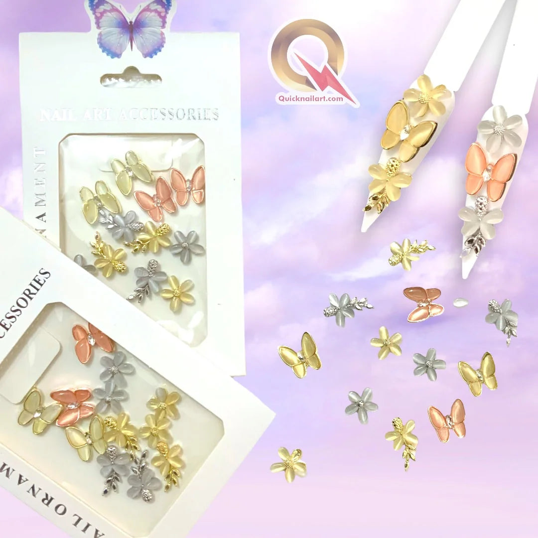 3D Butterfly Crystal Metal Charms Mix