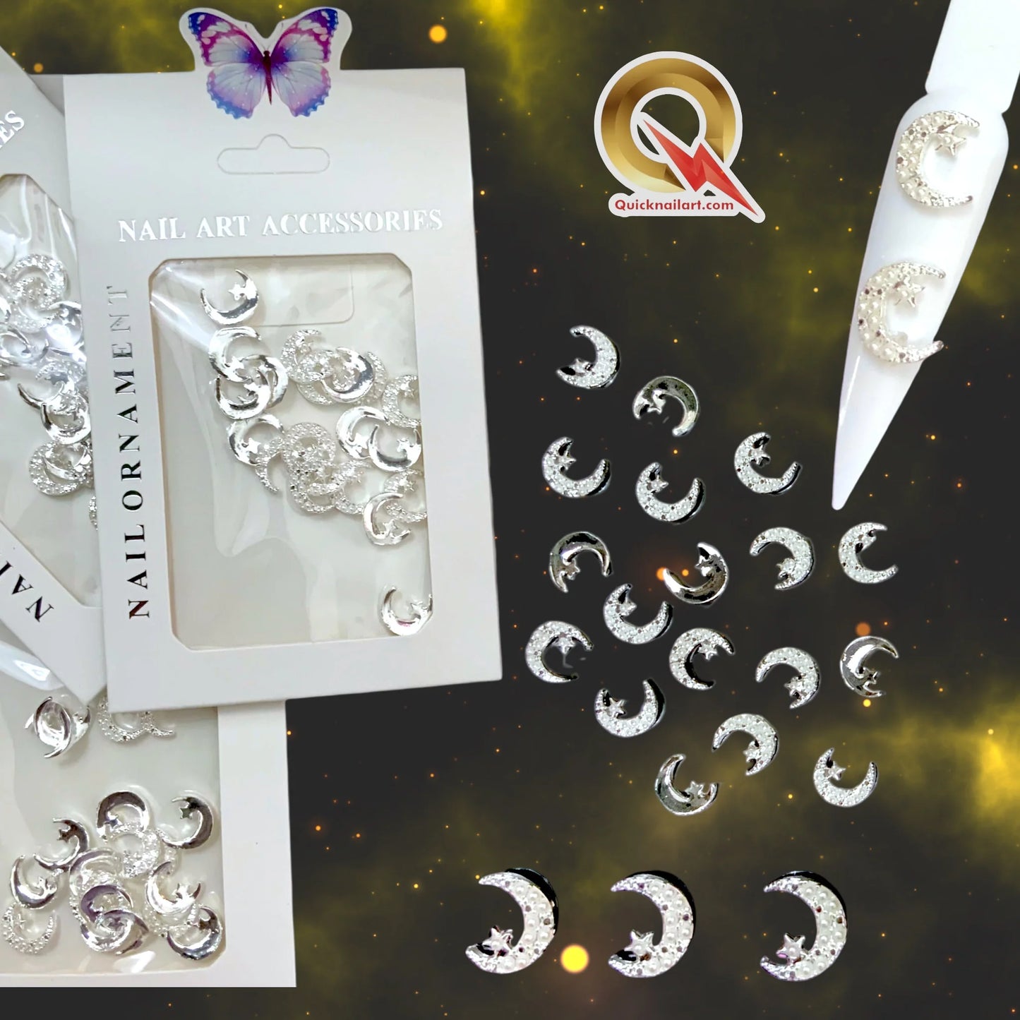 3D Shiny Moon And Star Charms