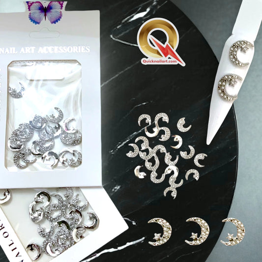 3D Shiny Moon And Star Charms
