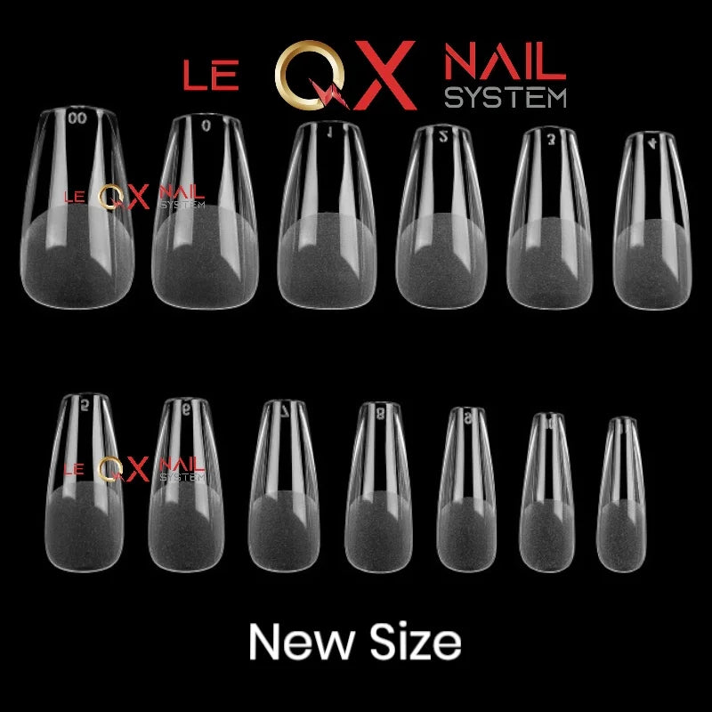 QX SOFT GEL TIPS - MEDIUM COFFIN - Full Coverage/ Pre-file Clear. Buy 3 FREE 1