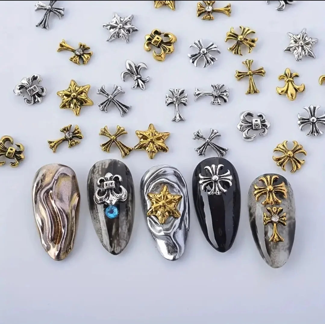 METAL CROSS NAIL CHARMS MIX