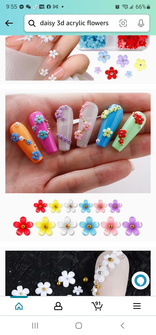 Daisy Mix size 3D flowers with beads/  Buy 5 free 1