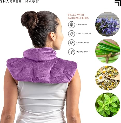 Heated Neck & Shoulder Wrap - Microwavable Warm & Cooling Plush Pad, Scented Aromatherapy