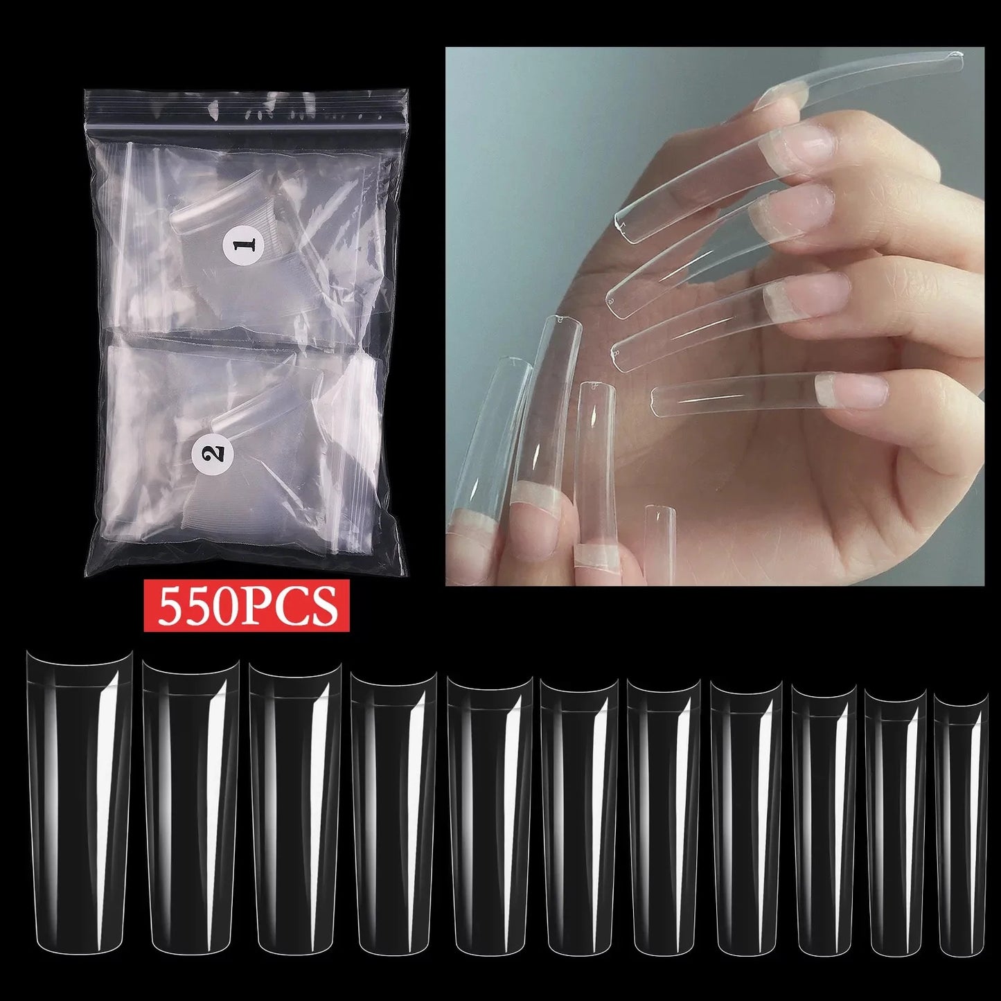 Natural Straight Tips 550pcs- Buy 10 free 4