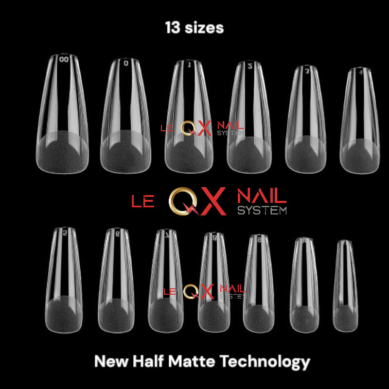 QX SOFT GEL TIPS - LONG COFFIN - Full Coverage/ Pre-file Clear. Buy 3 FREE 1