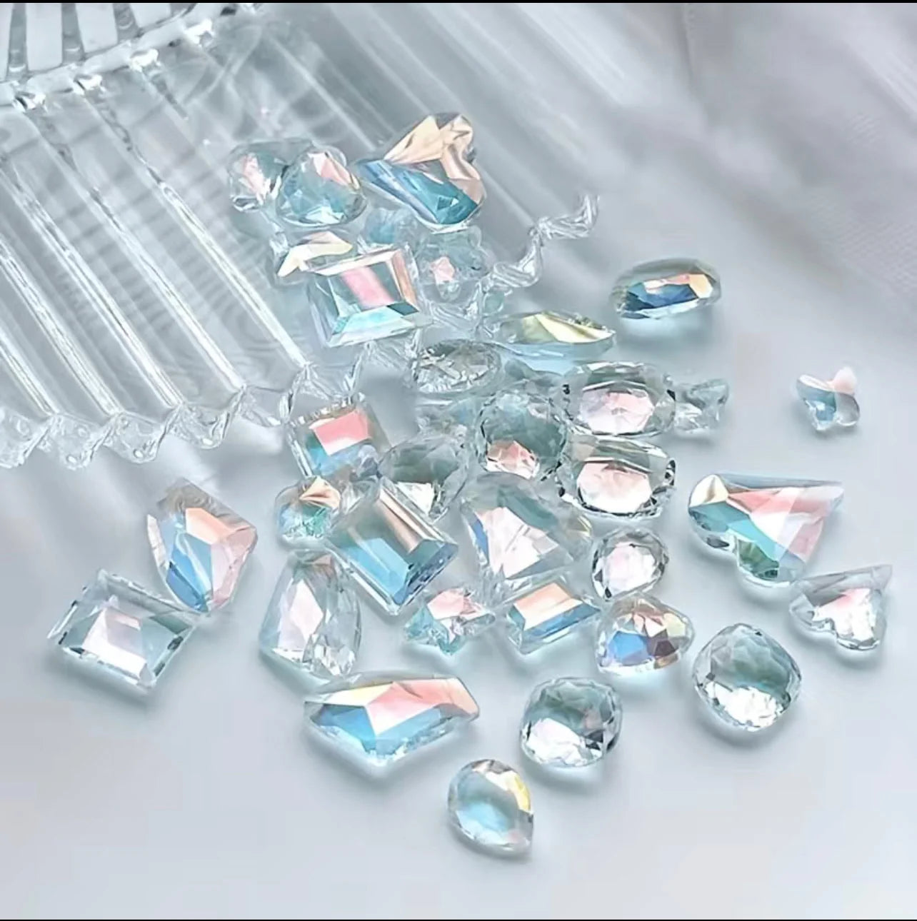 3D Aqua Crystals Gemstones