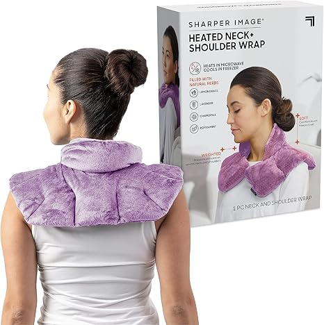Heated Neck & Shoulder Wrap - Microwavable Warm & Cooling Plush Pad, Scented Aromatherapy
