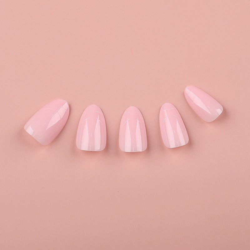 PRO QX TIPS-SHORT ALMOND - SAKURA PETALS -750 PCS- HALF MATTE- 15 SIZES - PRO GUIDE LINES- BUY 3 FREE 1