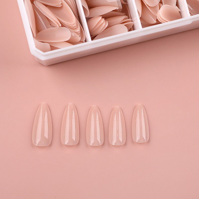PRO QX TIPS - MEDIUM ALMOND - BALLET BLUSH-750 PCS- HALF MATTE- 15 SIZES - PRO GUIDE LINES- BUY 3 FREE 1