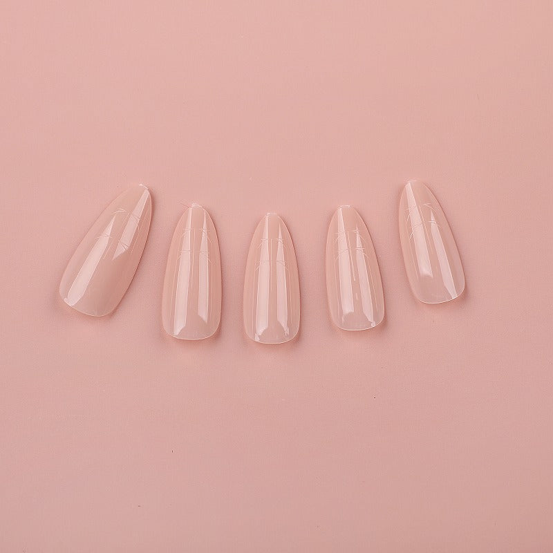 PRO QX TIPS - MEDIUM ALMOND - BALLET BLUSH-750 PCS- HALF MATTE- 15 SIZES - PRO GUIDE LINES- BUY 3 FREE 1