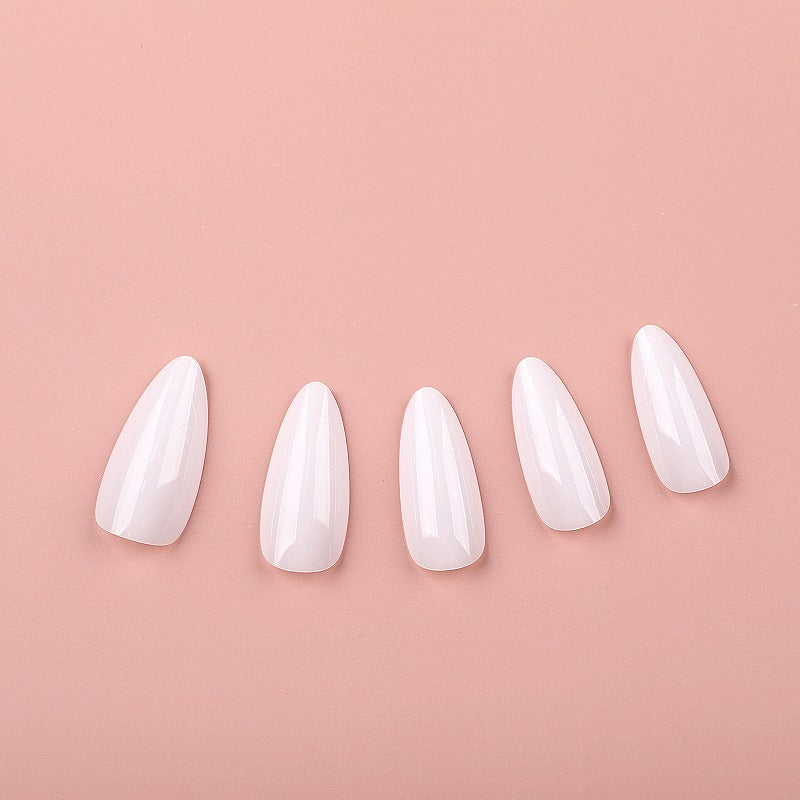 PRO QX TIPS- MEDIUM ALMOND- MILKY WHITE -750 PCS- HALF MATTE- 15 SIZES - PRO GUIDE LINES- BUY 3 FREE 1