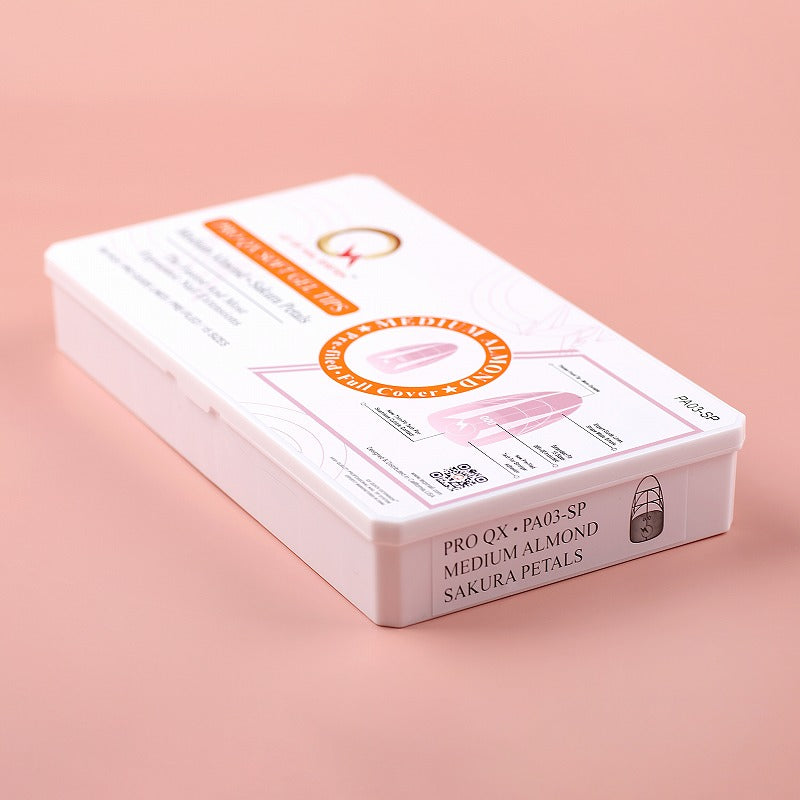 PRO QX TIPS- MEDIUM ALMOND-SAKURA PETALS-750 PCS- HALF MATTE- 15 SIZES - PRO GUIDE LINES- BUY 3 FREE 1 Copy