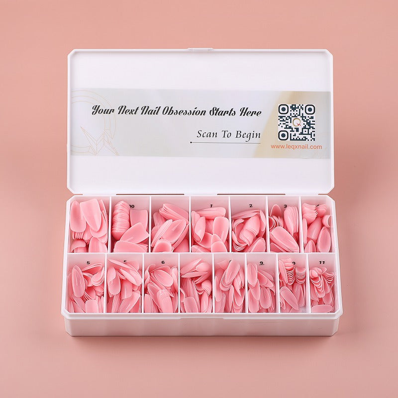 PRO QX TIPS- MEDIUM ALMOND-SAKURA PETALS-750 PCS- HALF MATTE- 15 SIZES - PRO GUIDE LINES- BUY 3 FREE 1 Copy
