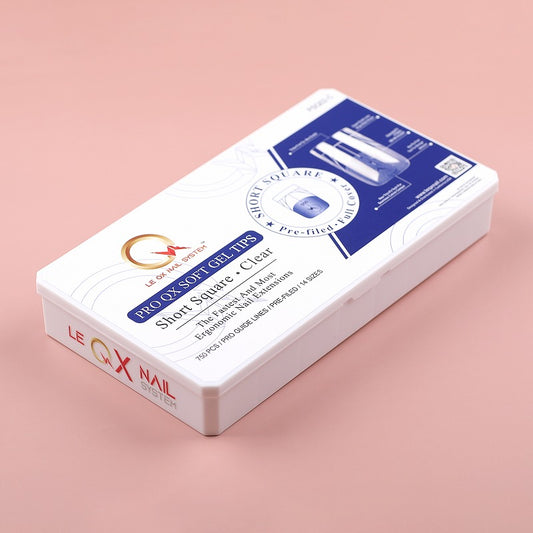 PRO QX TIPS- SHORT SQUARE-CLEAR-750 PCS- HALF MATTE- 15 SIZES - PRO GUIDE LINES- BUY 3 FREE 1 Copy