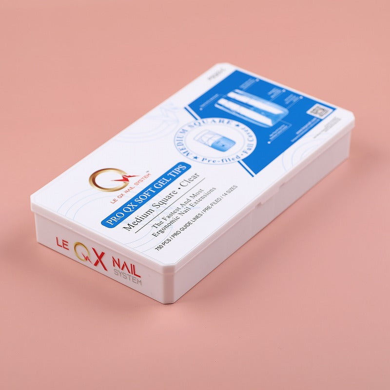 PRO QX TIPS- MEDIUM SQUARE-CLEAR-750 PCS- HALF MATTE- 15 SIZES - PRO GUIDE LINES- BUY 3 FREE 1 Copy Copy