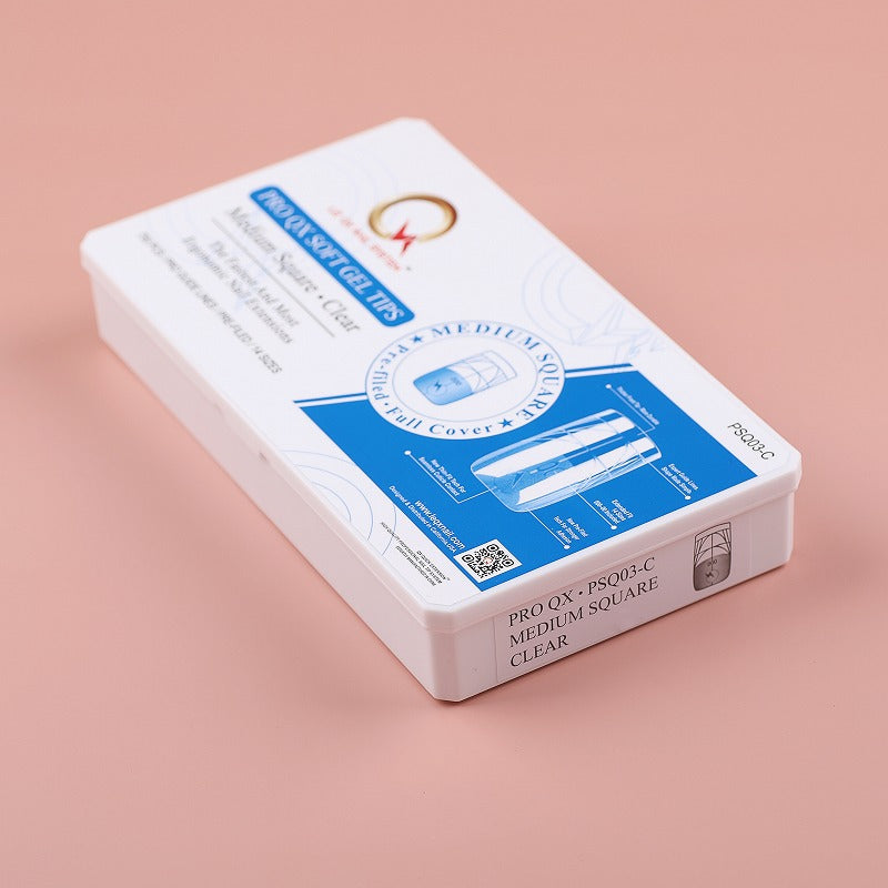 PRO QX TIPS- MEDIUM SQUARE-CLEAR-750 PCS- HALF MATTE- 15 SIZES - PRO GUIDE LINES- BUY 3 FREE 1 Copy Copy
