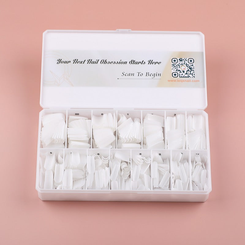 PRO QX TIPS- MEDIUM SQUARE- MILKY WHITE -750 PCS- HALF MATTE- 15 SIZES - PRO GUIDE LINES- BUY 3 FREE 1 Copy