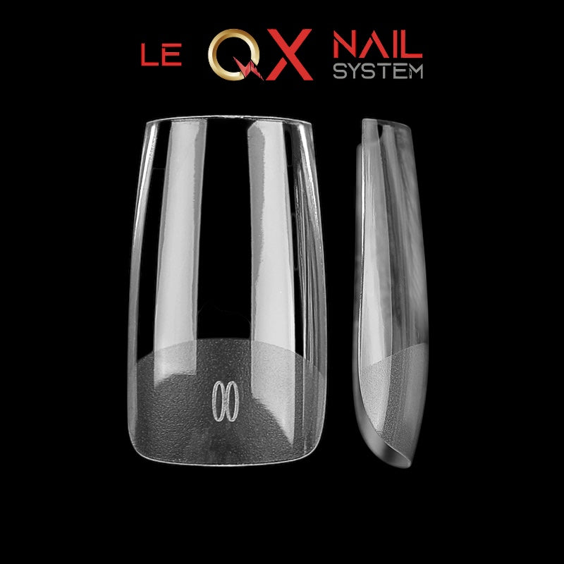 QX SOFT GEL TIPS - MEDIUM TAPERED SLEEK SQUARE - CLEAR - Full Coverage/ Prefile . Buy 3 FREE 1