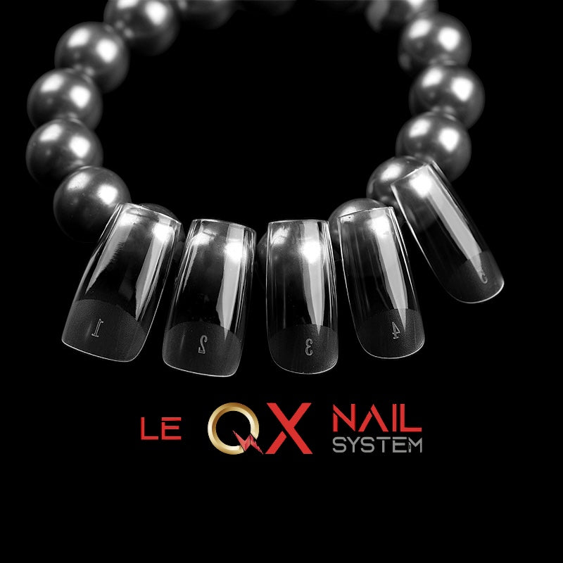 QX SOFT GEL TIPS - MEDIUM TAPERED SLEEK SQUARE - CLEAR - Full Coverage/ Prefile . Buy 3 FREE 1