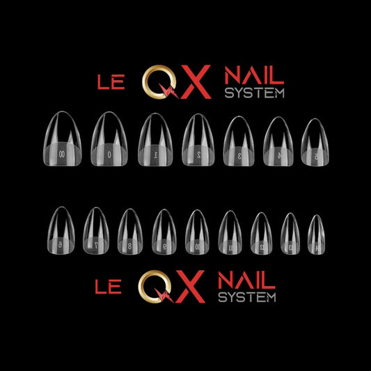 QX SOFT GEL TIPS - XS TAPERED SLEEK ALMOND - CLEAR - Full Coverage/ Prefile . Buy 3 FREE 1