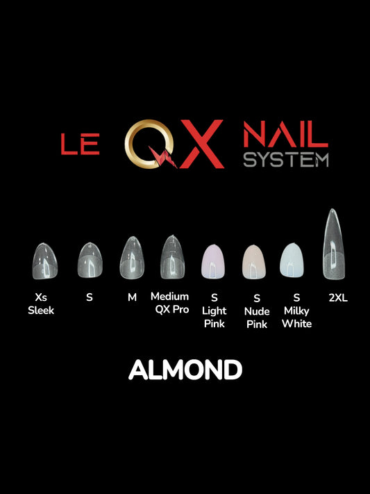 QX SOFT GEL TIPS – Nail Tips Combo 8 Boxes Almond – Multi-Sizes & Colors