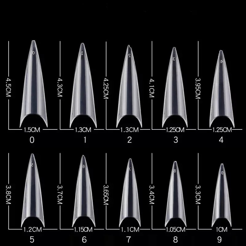 Refill Tips Stiletto #4,#5,#6- CLEAR BUY 10 FREE 4