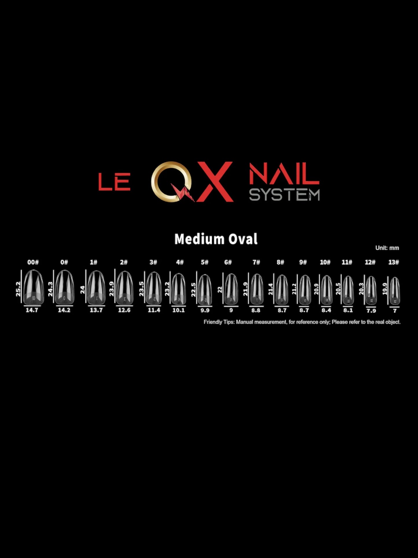 QX SOFT GEL TIPS - MEDIUM OVAL - CLEAR - Full Coverage/ Prefile . Buy 3 FREE 1